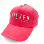 Pink & White Full Suede Trucker Hat