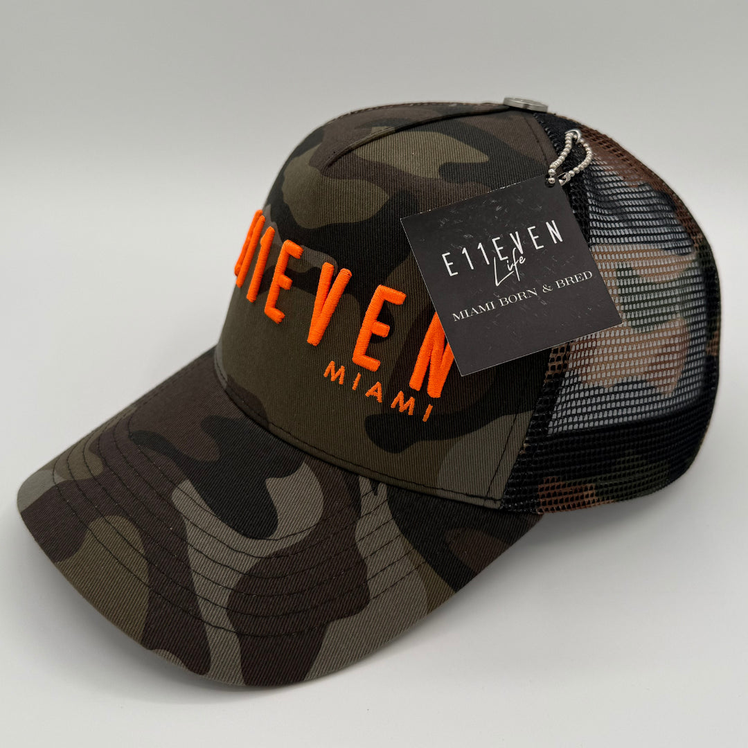 Camo & Orange Trucker Cap – E11EVEN LIFE