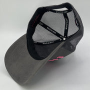 Grey & Pink Suede Trucker Cap